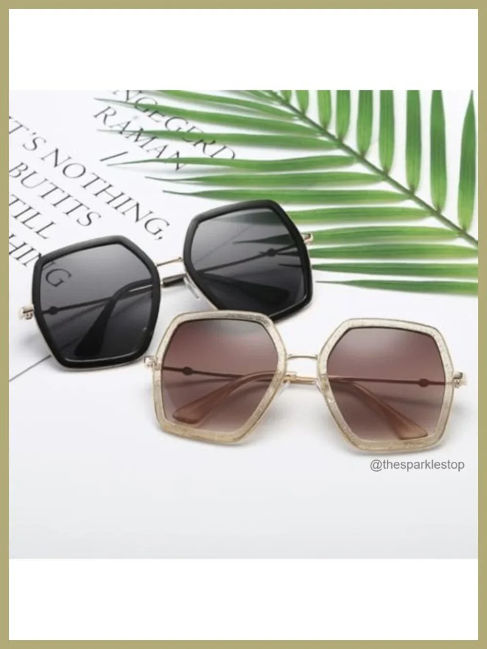 Oversized Hexagon Sunglasses UV400 Protection Metal Frame Unisex